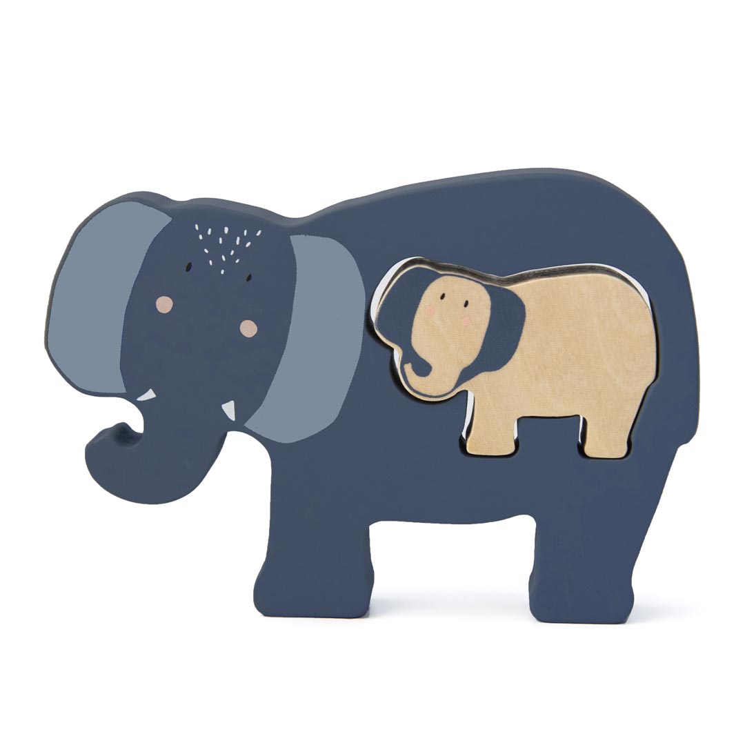 Houten babypuzzel - Mrs. Elephant